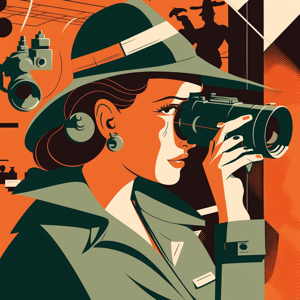Illustration of woman with binoculars