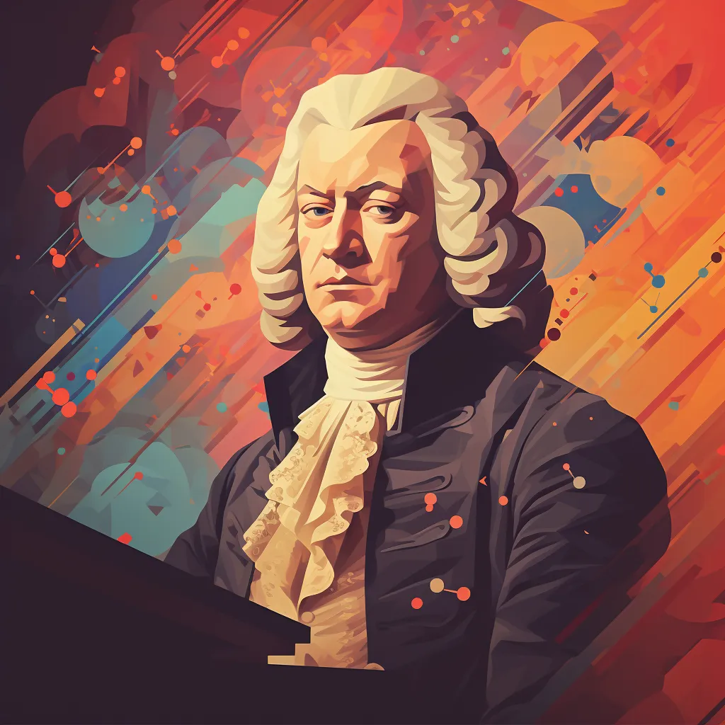 Retro style illustration of Johann Sebastian Bach