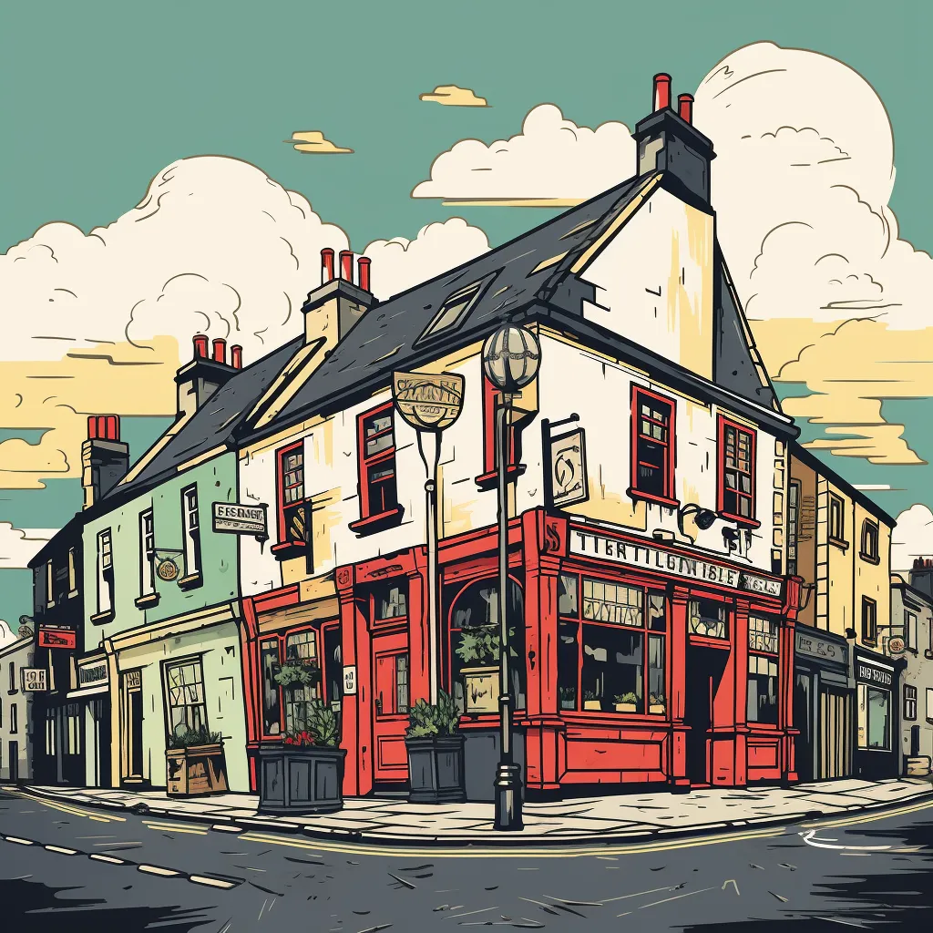 Retro illustration of irish pub