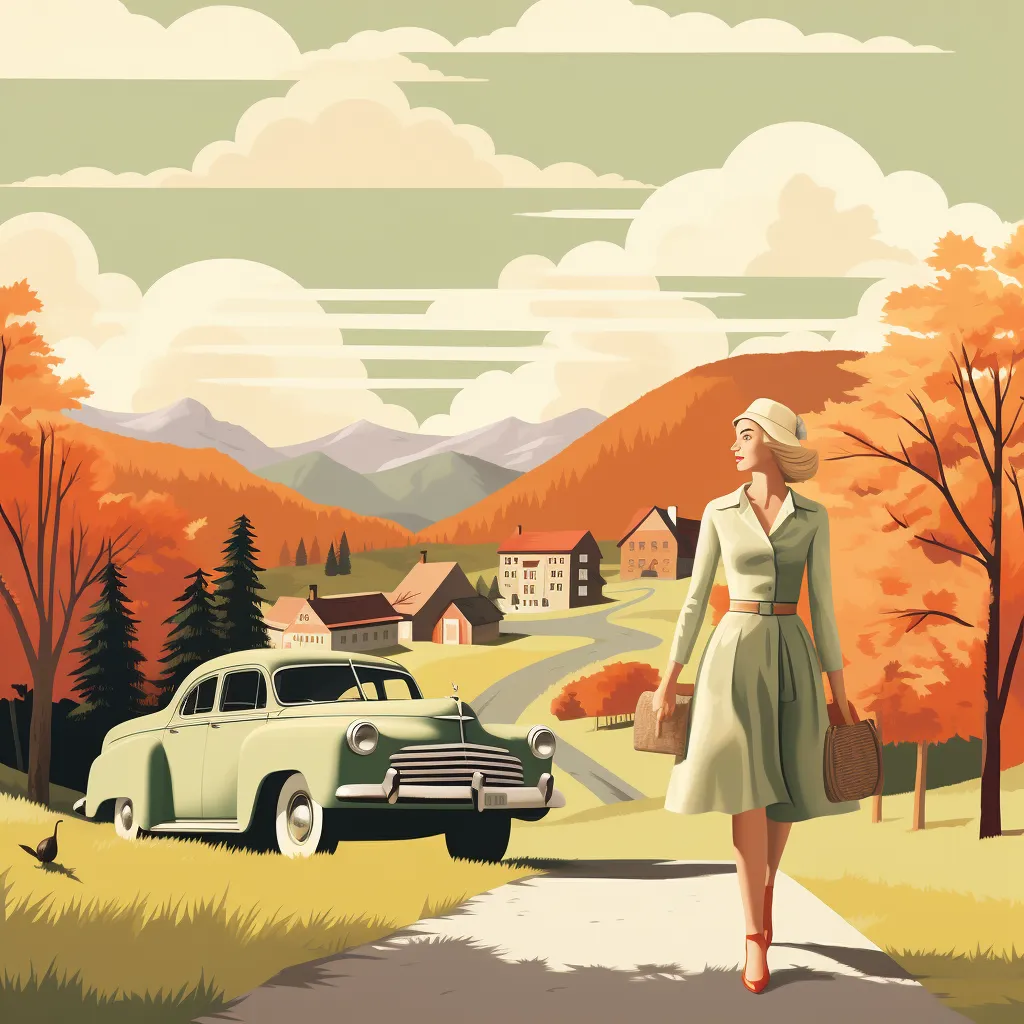 Retro illustration of woman in vermont