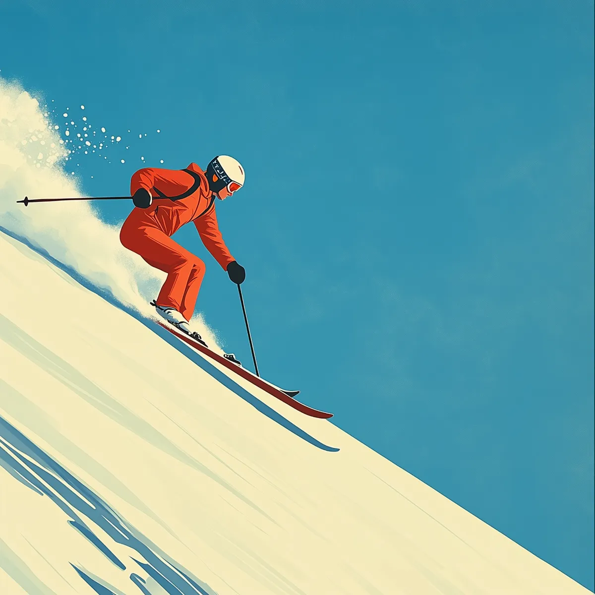 retro style illustration of a skiier